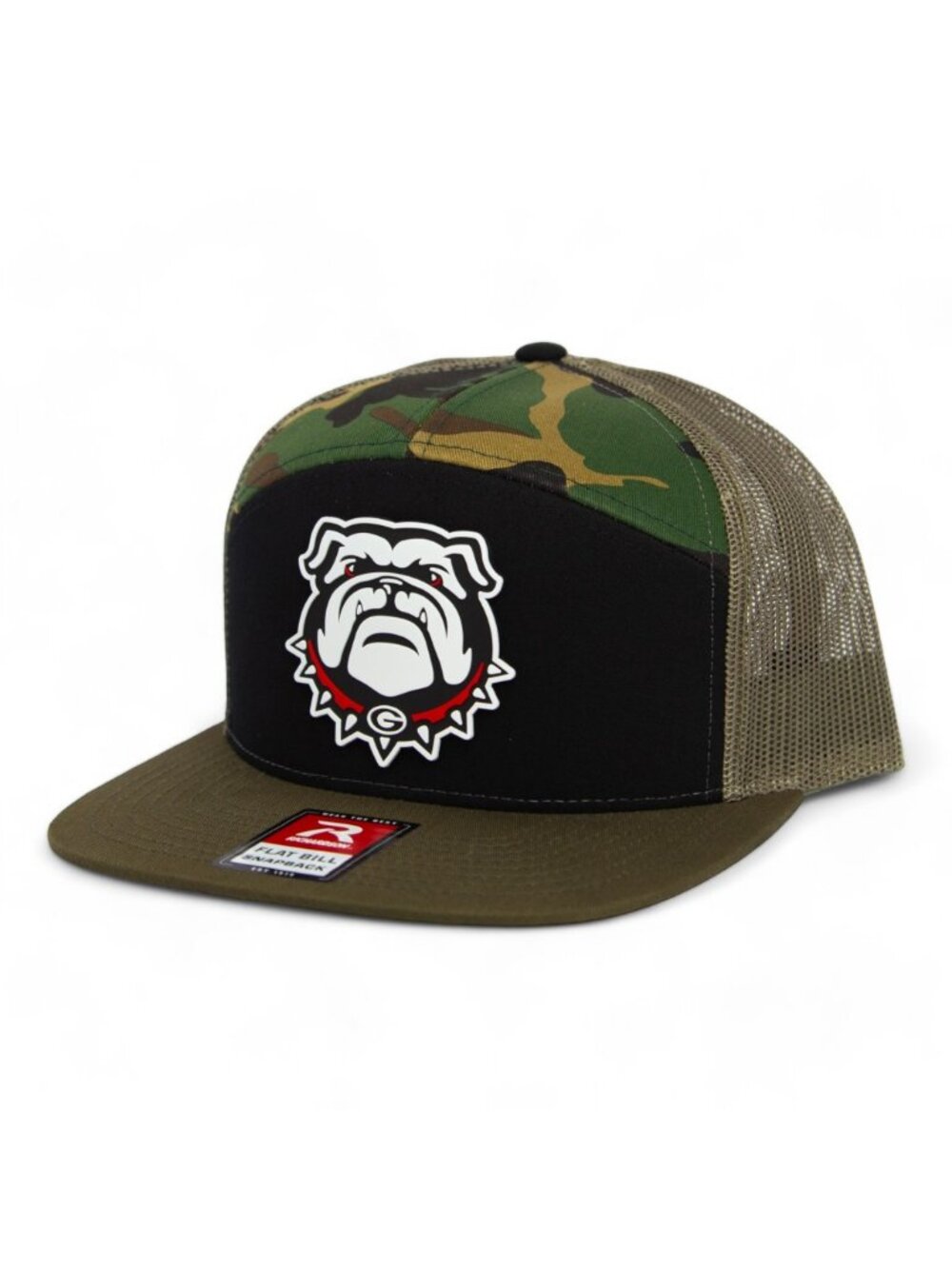 Georgia Bulldogs UGA 3D Snapback Seven-Panel Flat Bill Trucker Hat- Black/ Loden